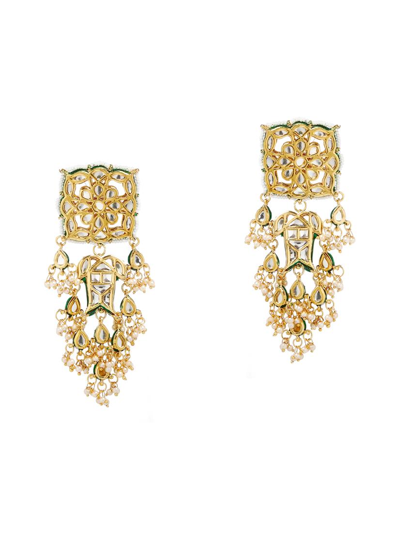gold metal drop earring - 16235707 - Zoom Image - 0