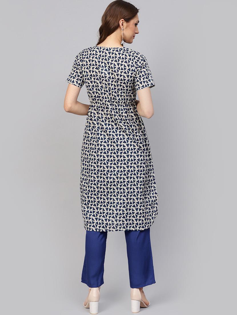 geometrical printed kurta palazzo set - 16237443 - Standard Image - 2