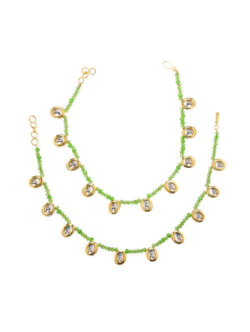 green metal anklet and payal - 16237828 - Standard Image - 0