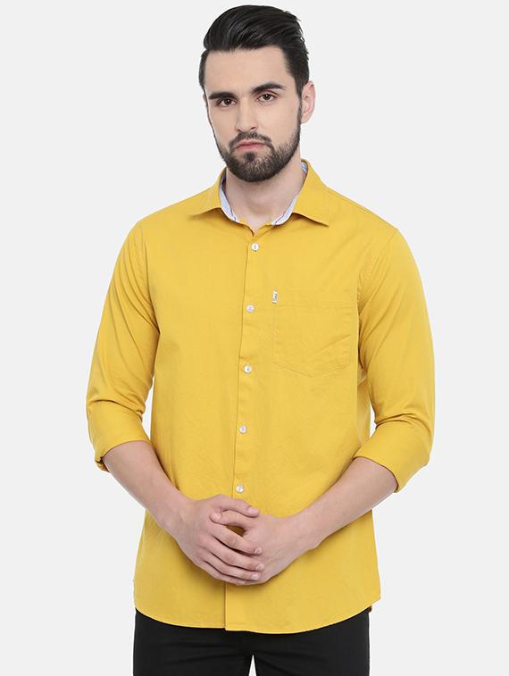 yellow solid casual shirt - 16238390 -  Zoom Image - 0