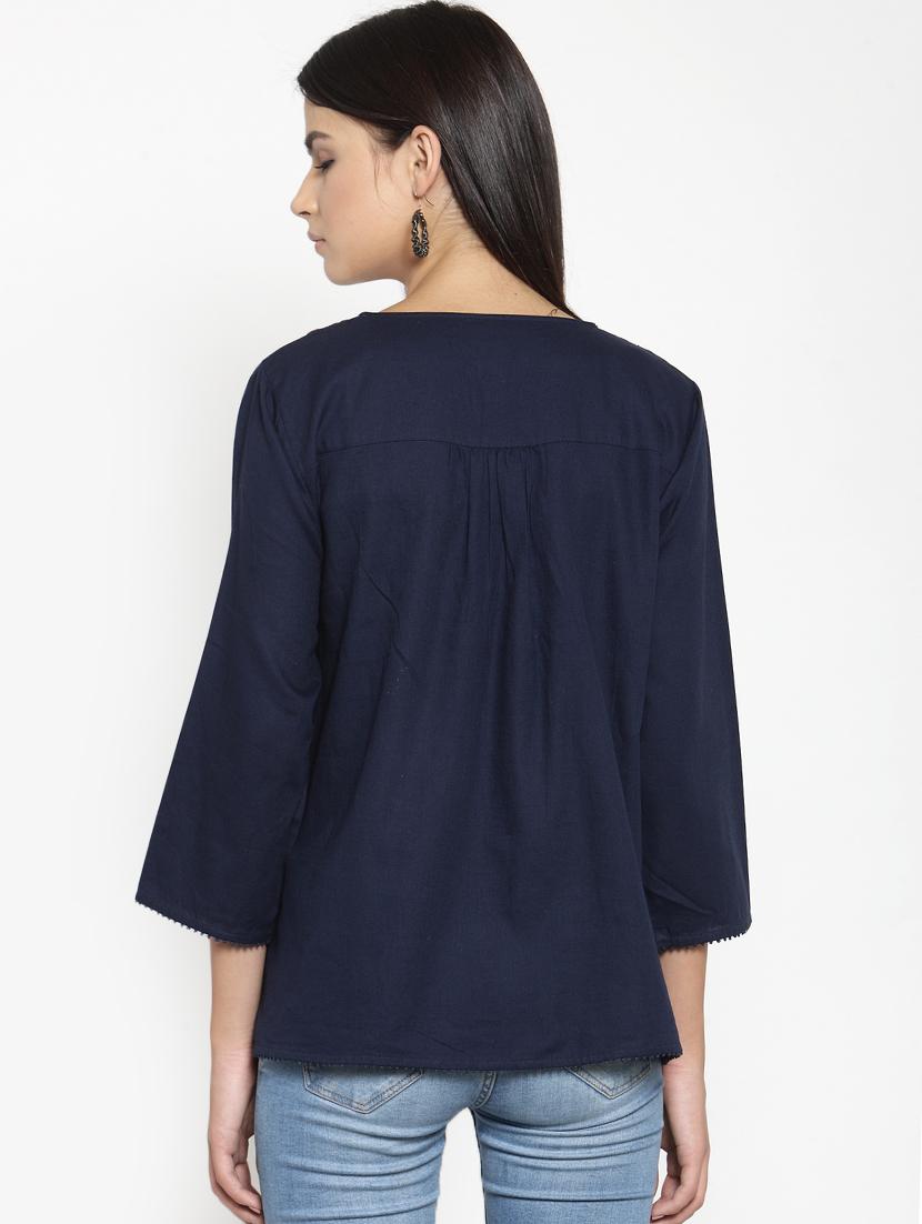women's straight notch neck top - 16241730 - Standard Image - 2