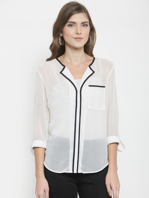 women's straight lapel neck top - 16241734 -  Standard Image - 0