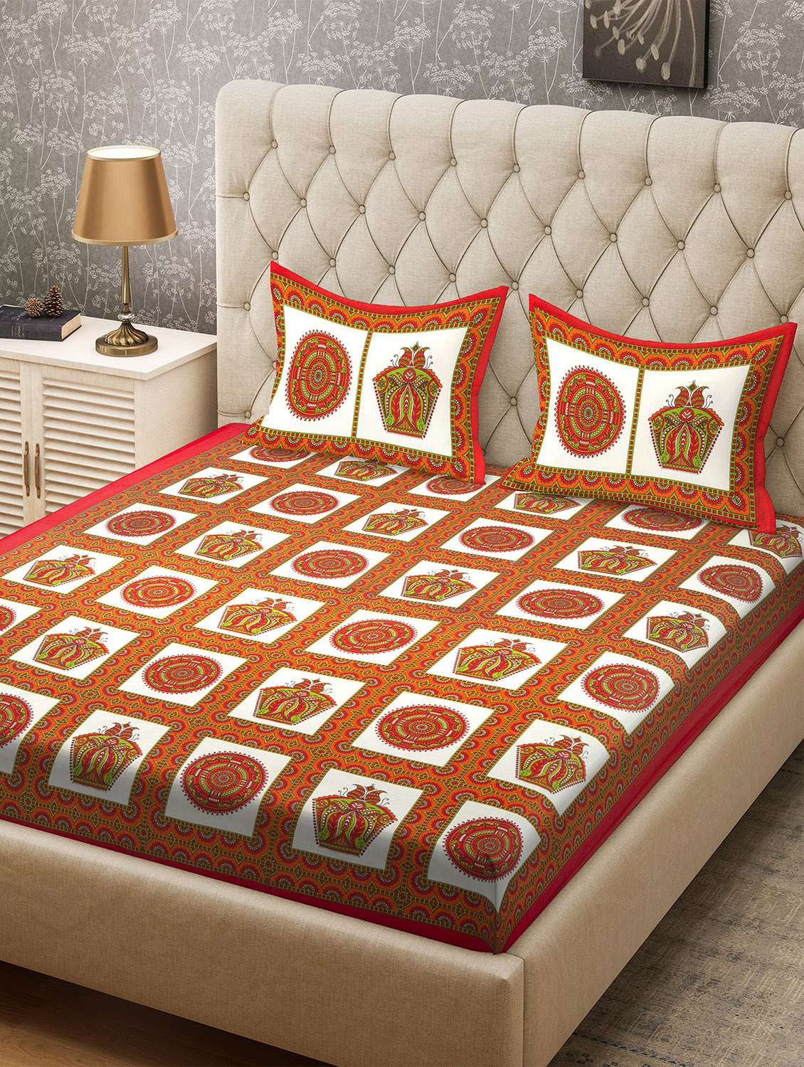 cotton double bedsheet with 2 pillow covers