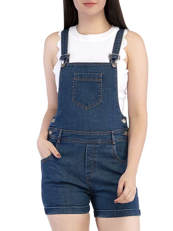 women pocket patch shoulder strap dungaree 