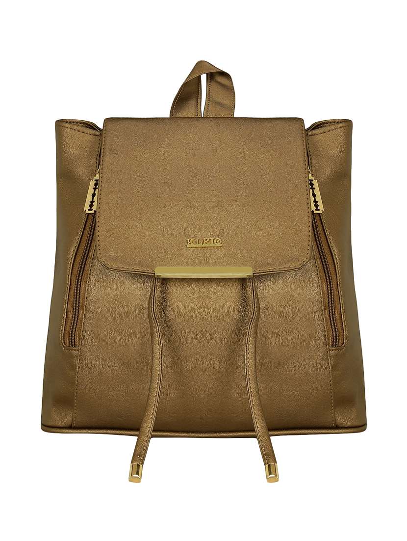 brown leatherette (pu) regular backpack
