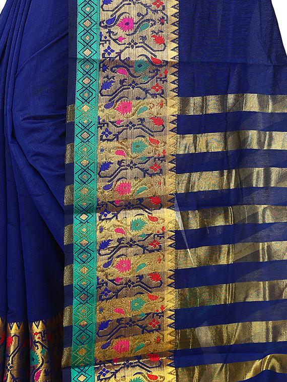 zari bordered banarasi saree with blouse - 16246068 - Standard Image - 2