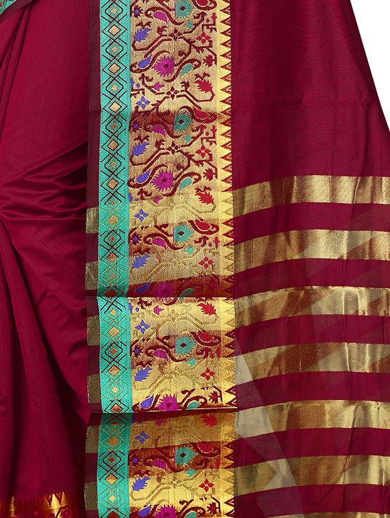 zari bordered banarasi saree with blouse - 16246069 - Standard Image - 2