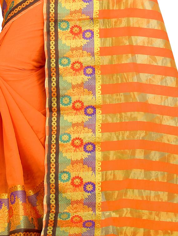 zari bordered banarasi saree with blouse - 16246073 - Standard Image - 2