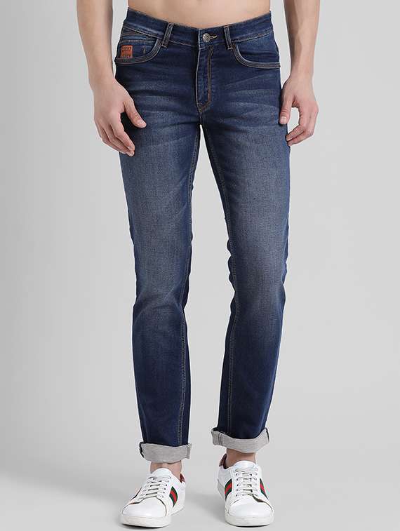 blue heavy washed jeans