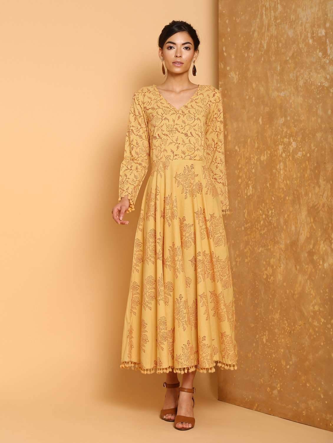 block print a-line ethnic dress