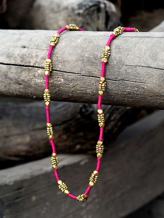 pink brass  necklace