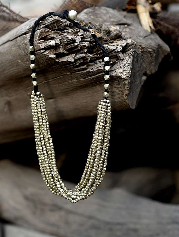 silver brass short necklace