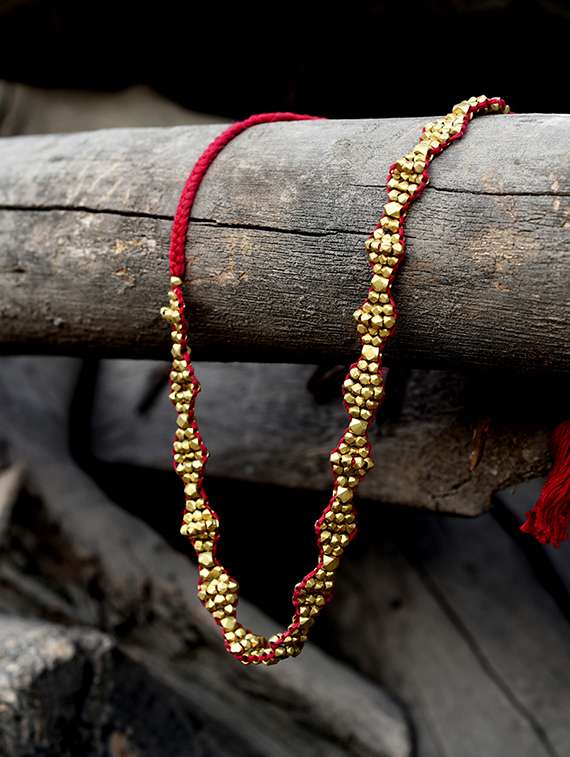 pink brass  necklace