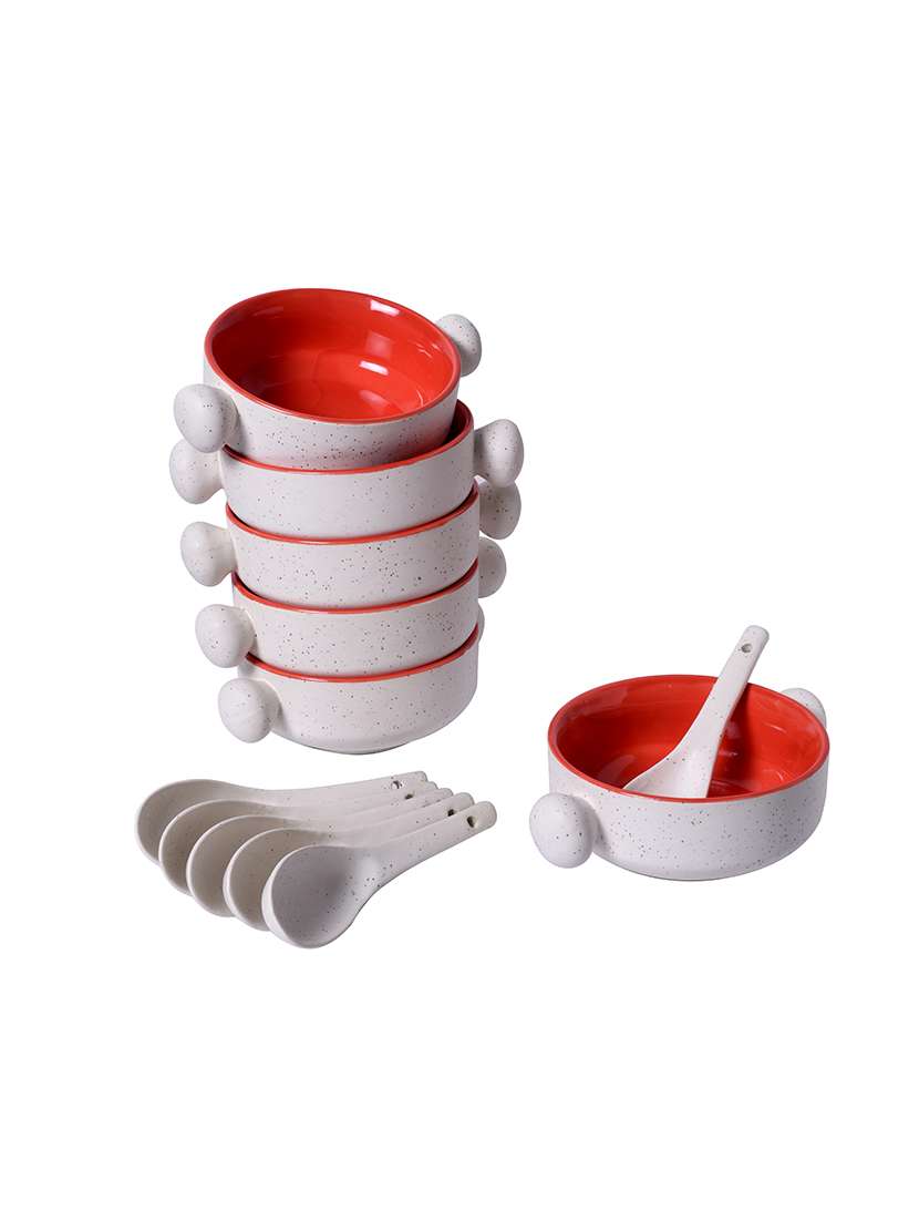 unravel india stoneware soup bowl with round handles(set of 6)