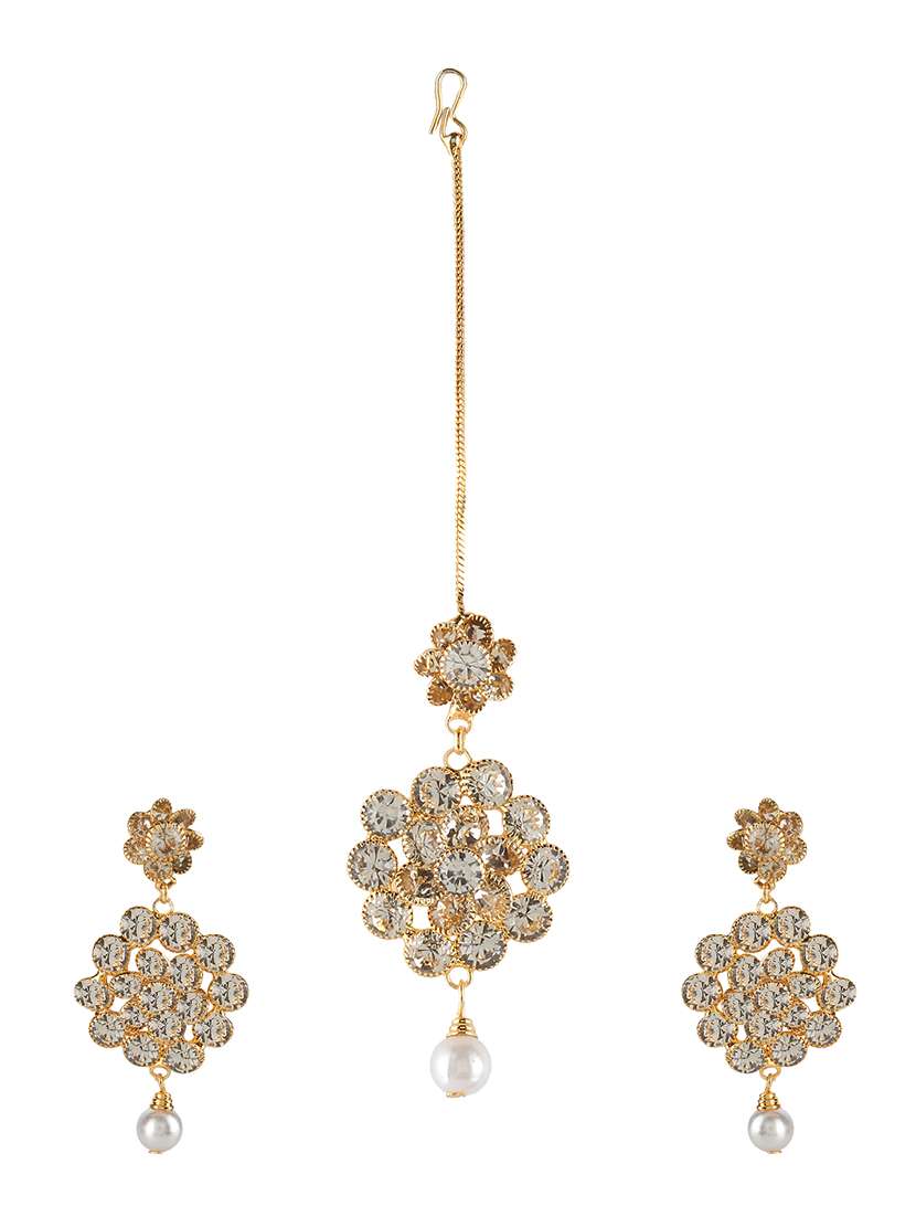 gold brass maang teeka