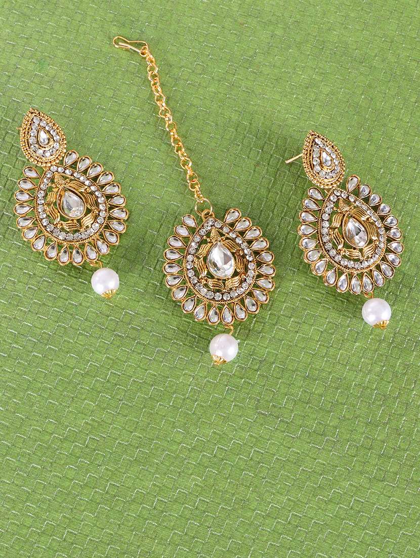 gold brass maang teeka