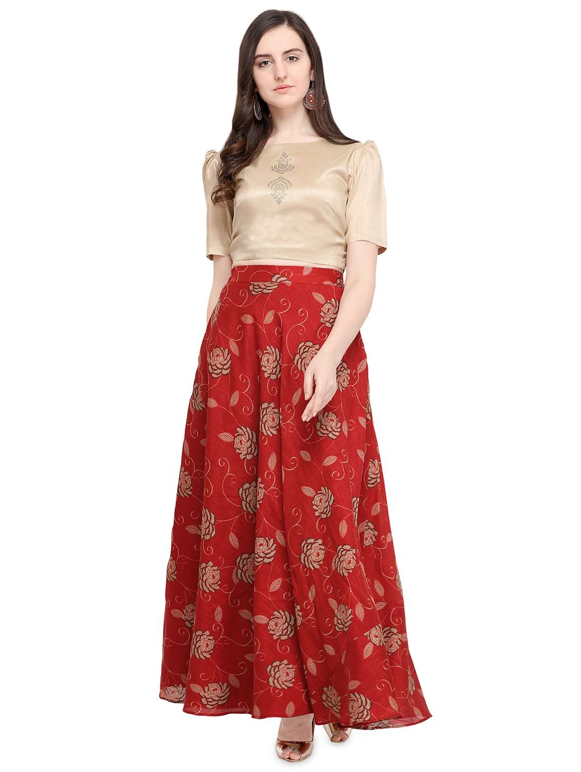 floral motif flared lehenga