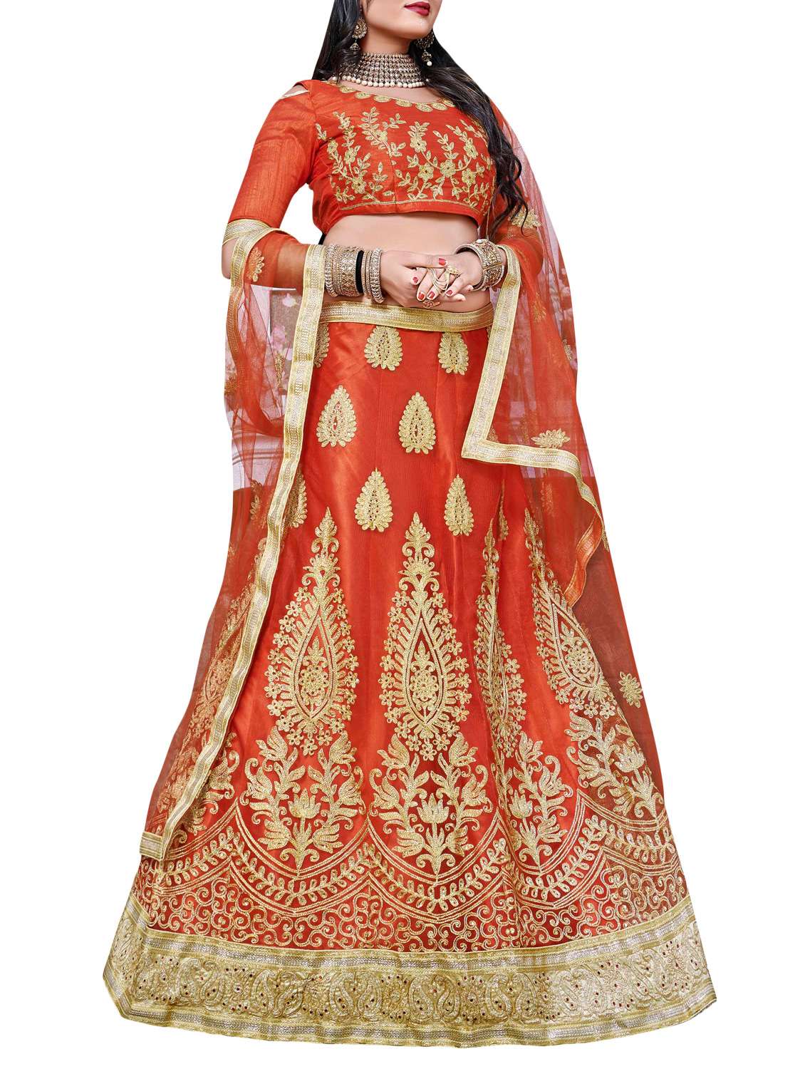 embroidered a-line lehenga