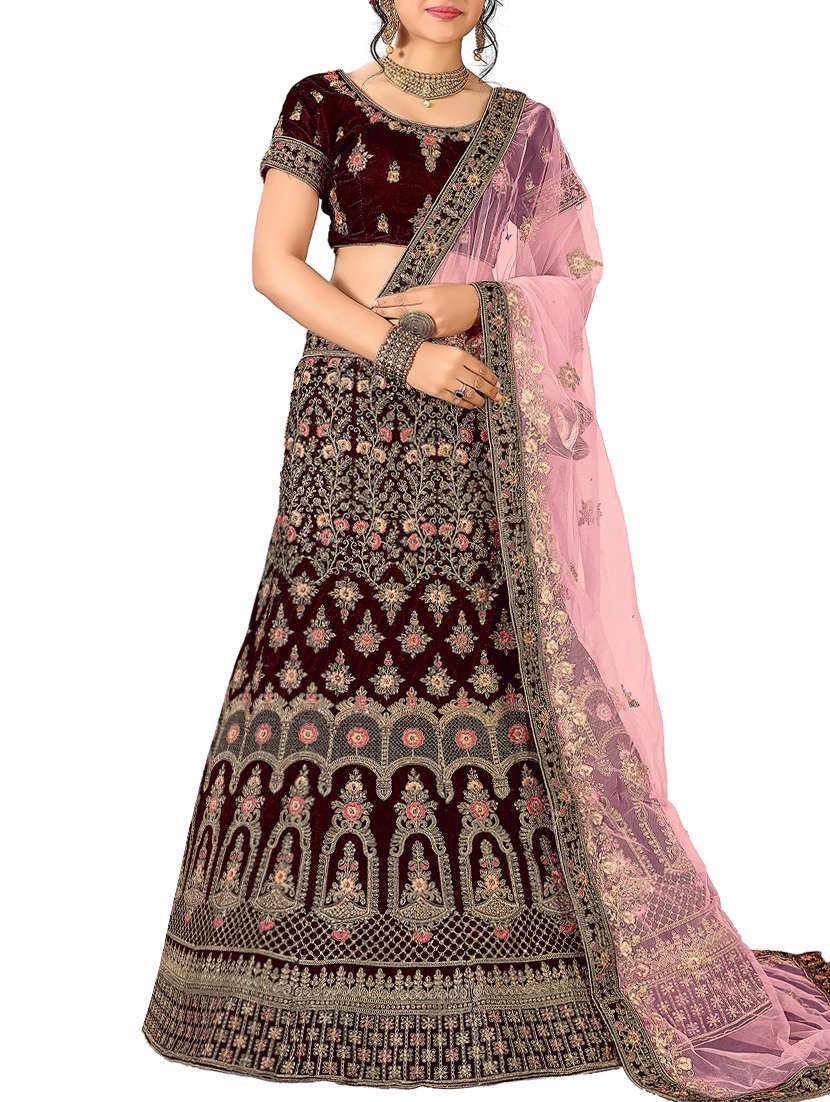 floral embroidered a-line lehenga