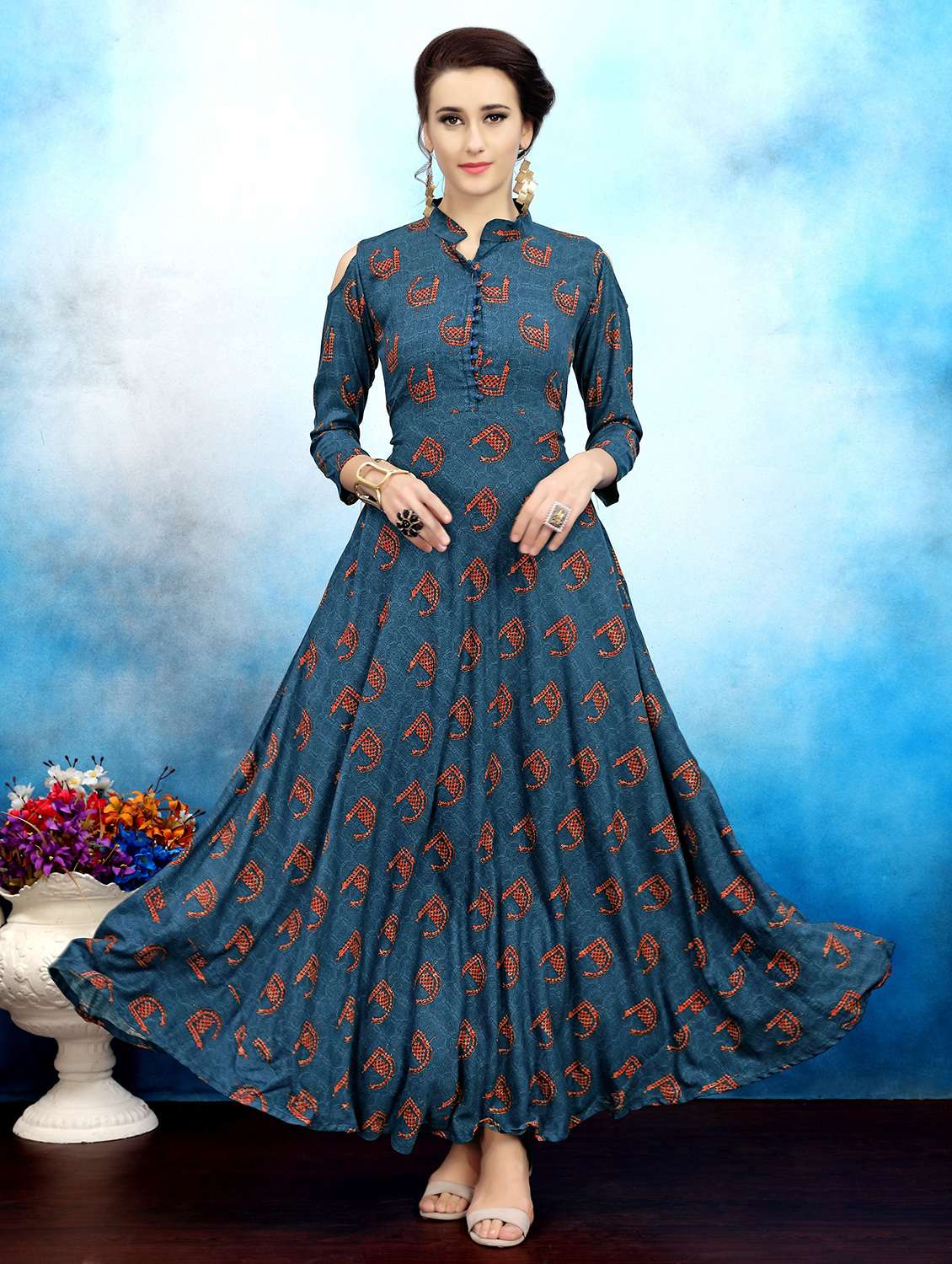 conversational printed anarkali kurta