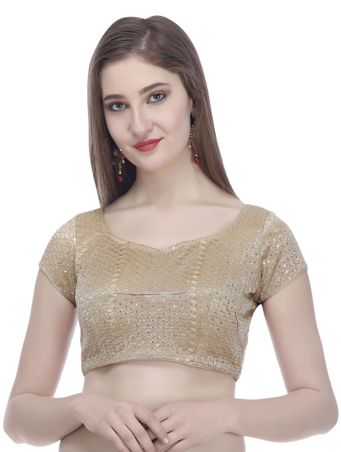 gold georgette embroidered blouse