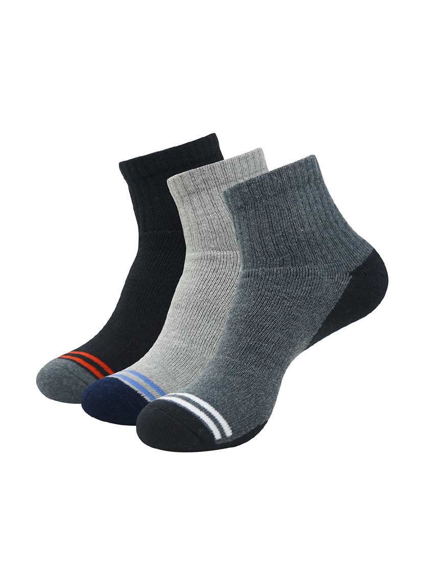 set of 3 multi colored cotton ankle length sock