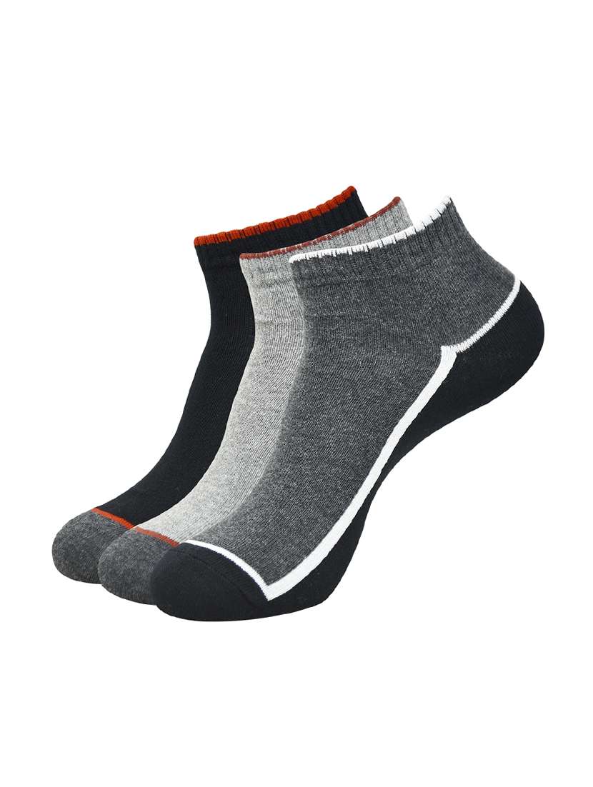 set of 3 multi colored cotton ankle length sock