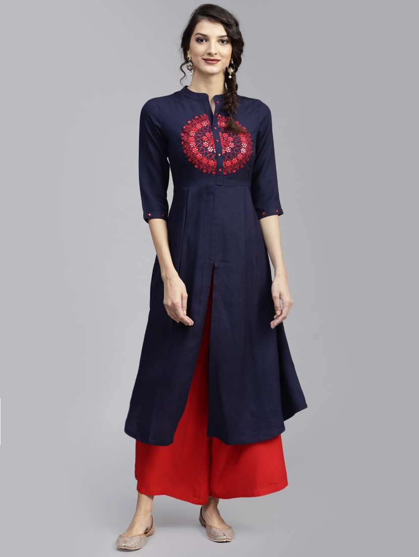 embroidered a-line kurta