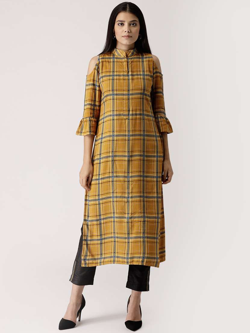 checkered straight kurta