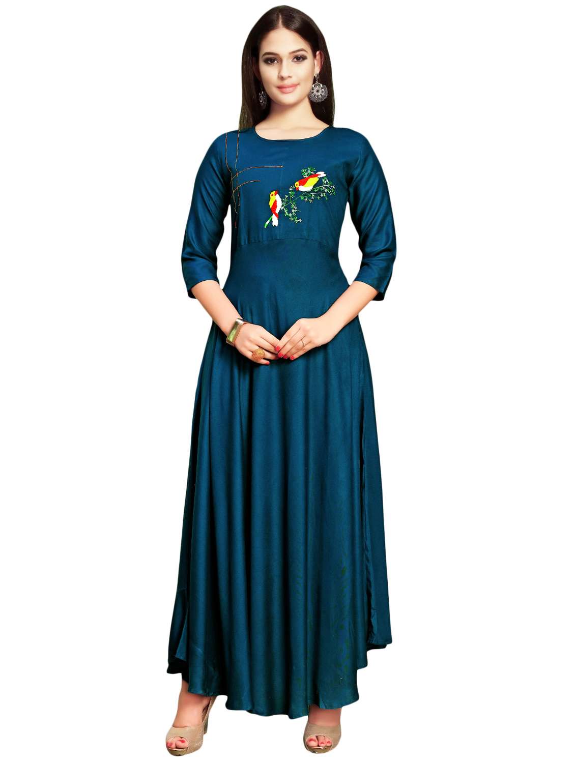 embroidered flared kurta