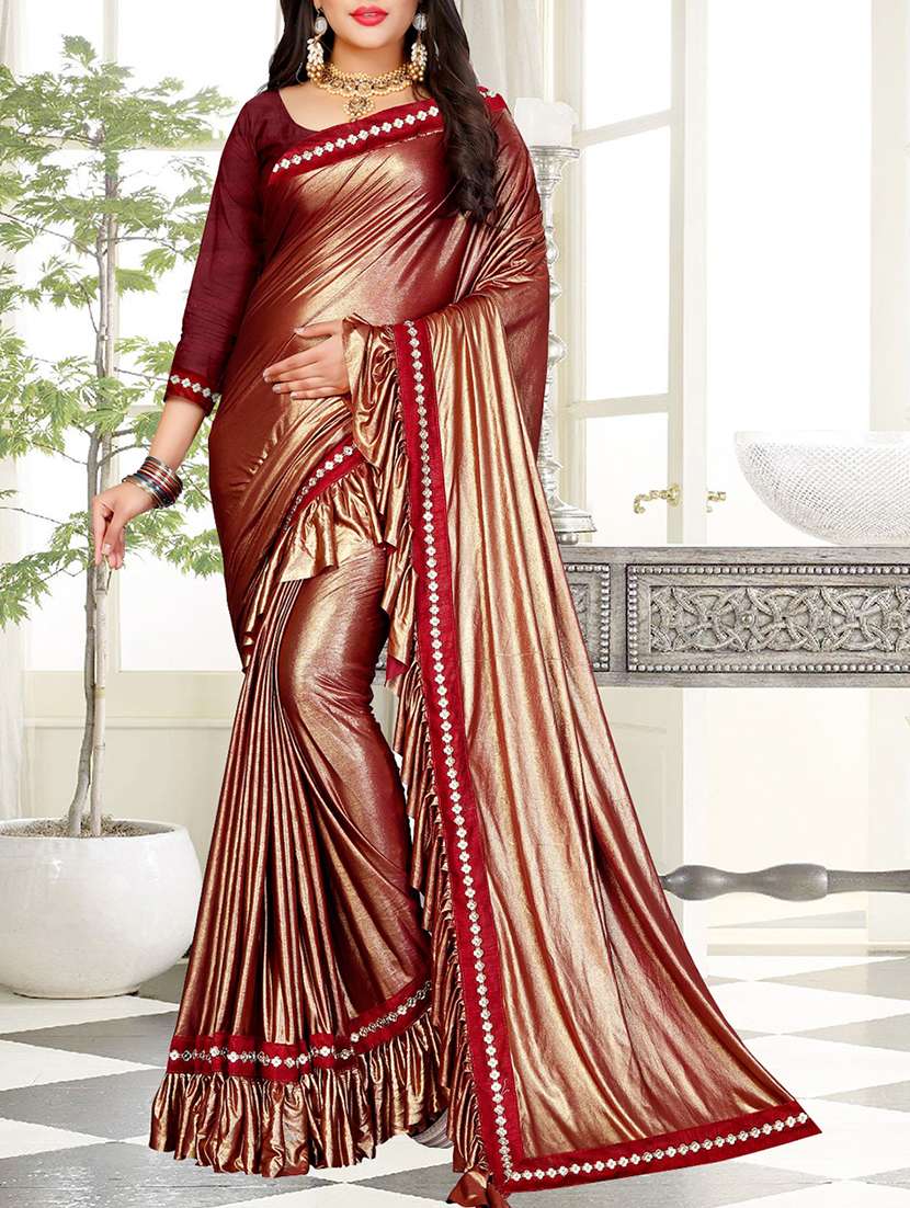 ruffle border fusion saree with blouse