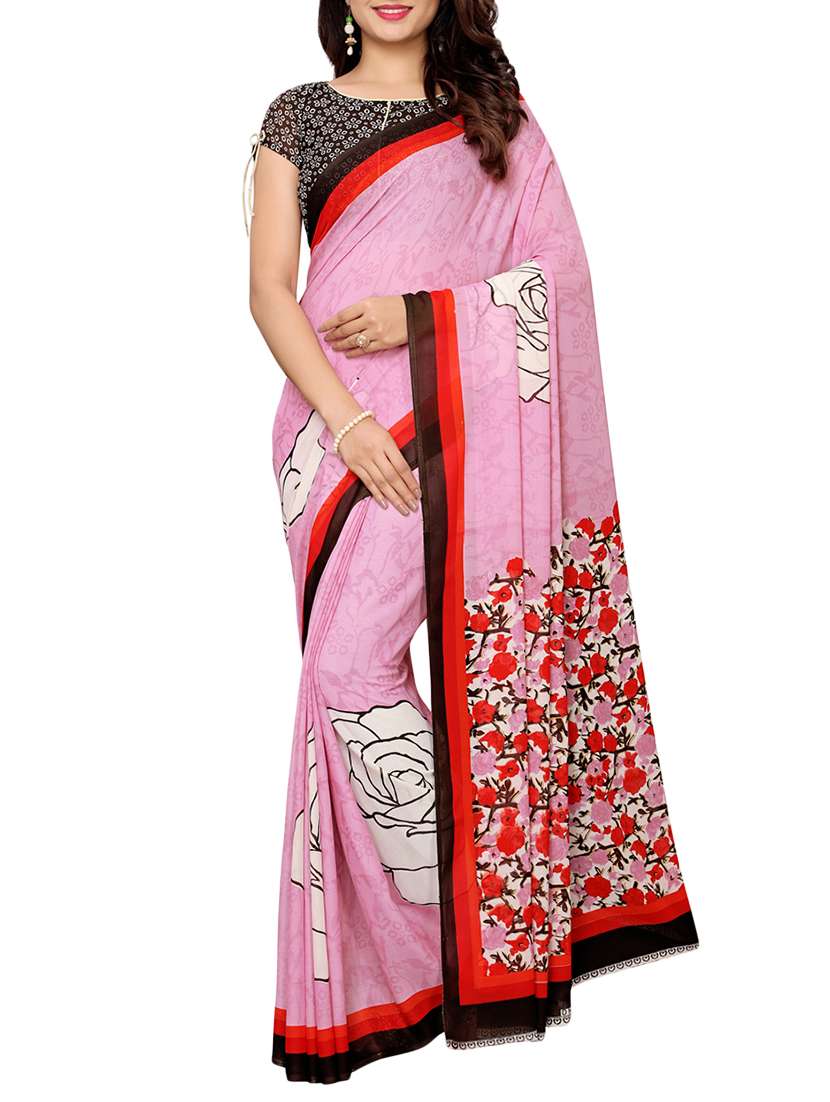 floral printed saree with blouse
