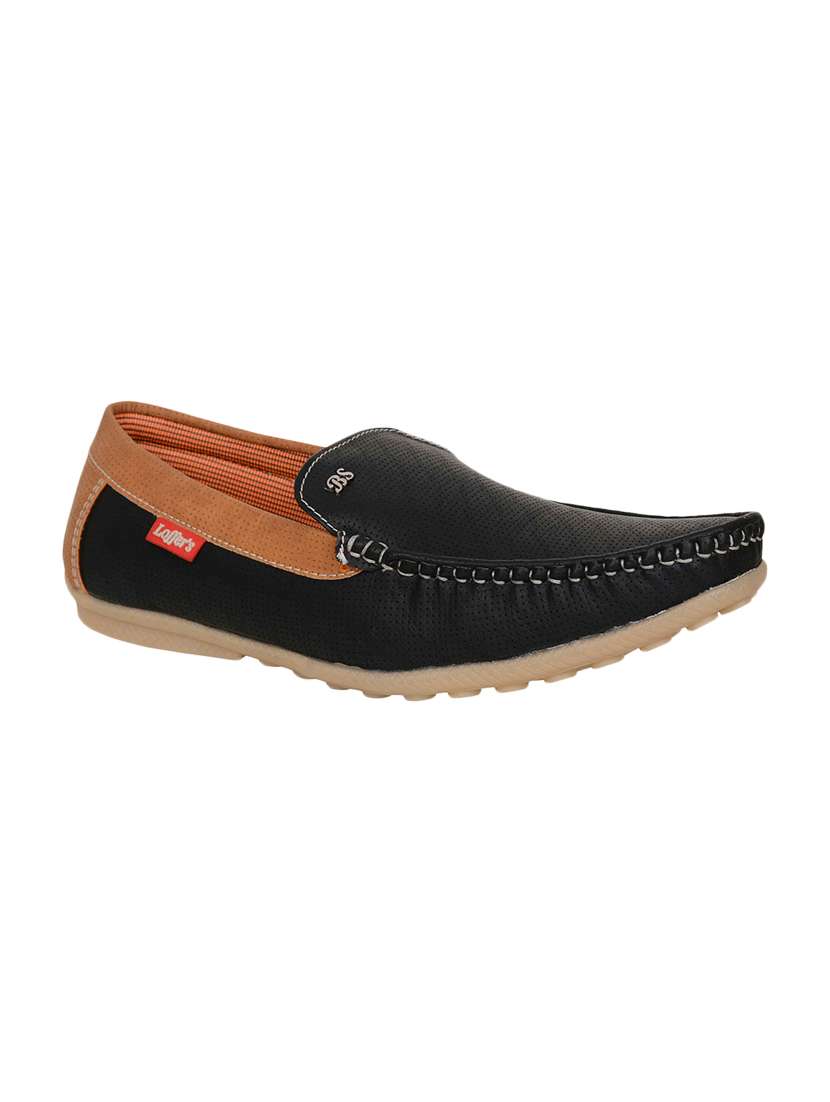 black leatherette slip on loafers