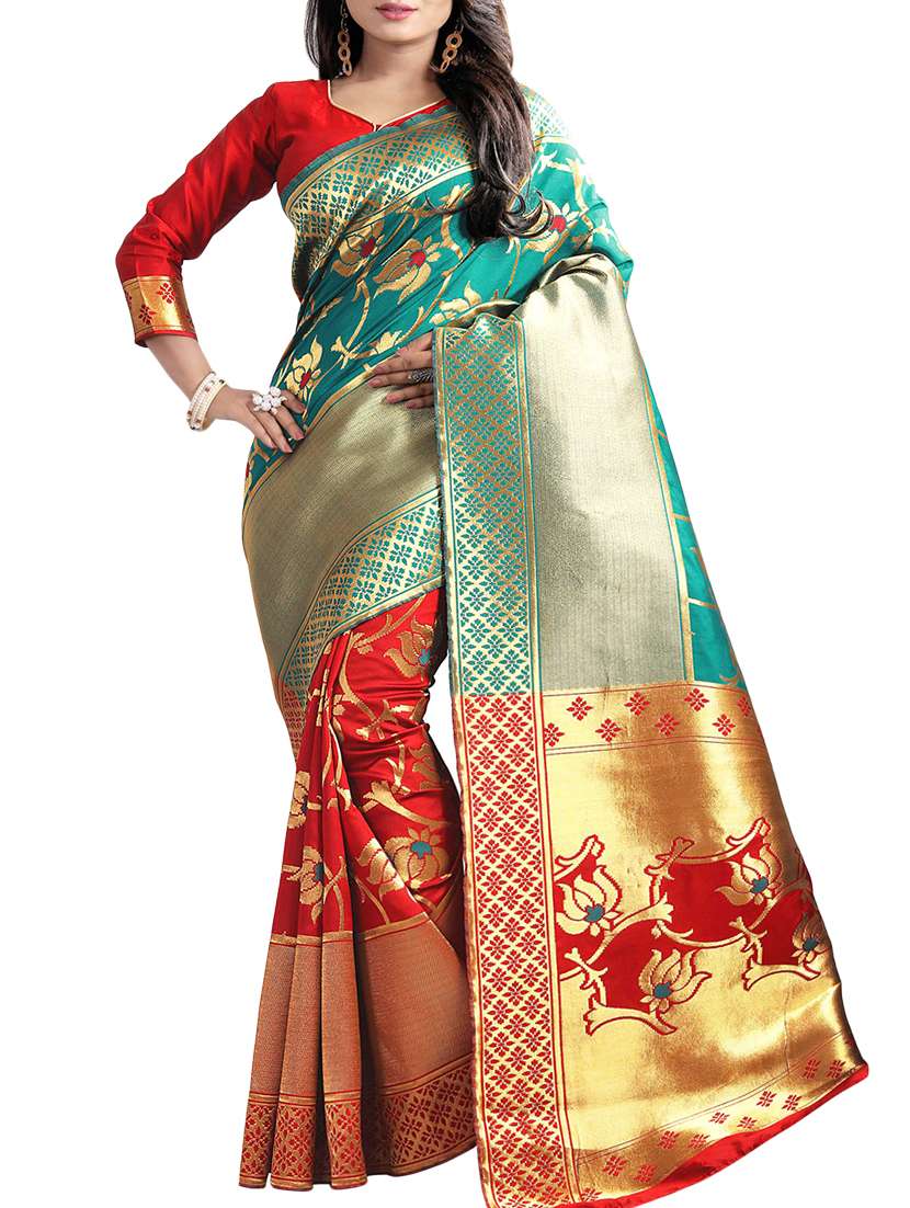 floral zari motif banarasi saree with blouse