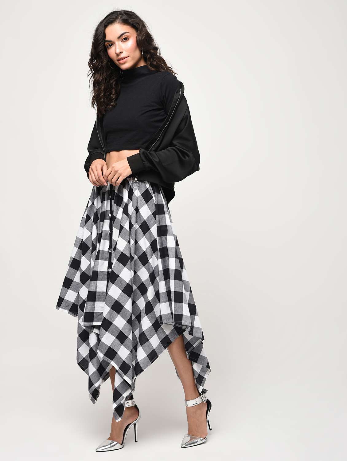 white asymmetric skirt