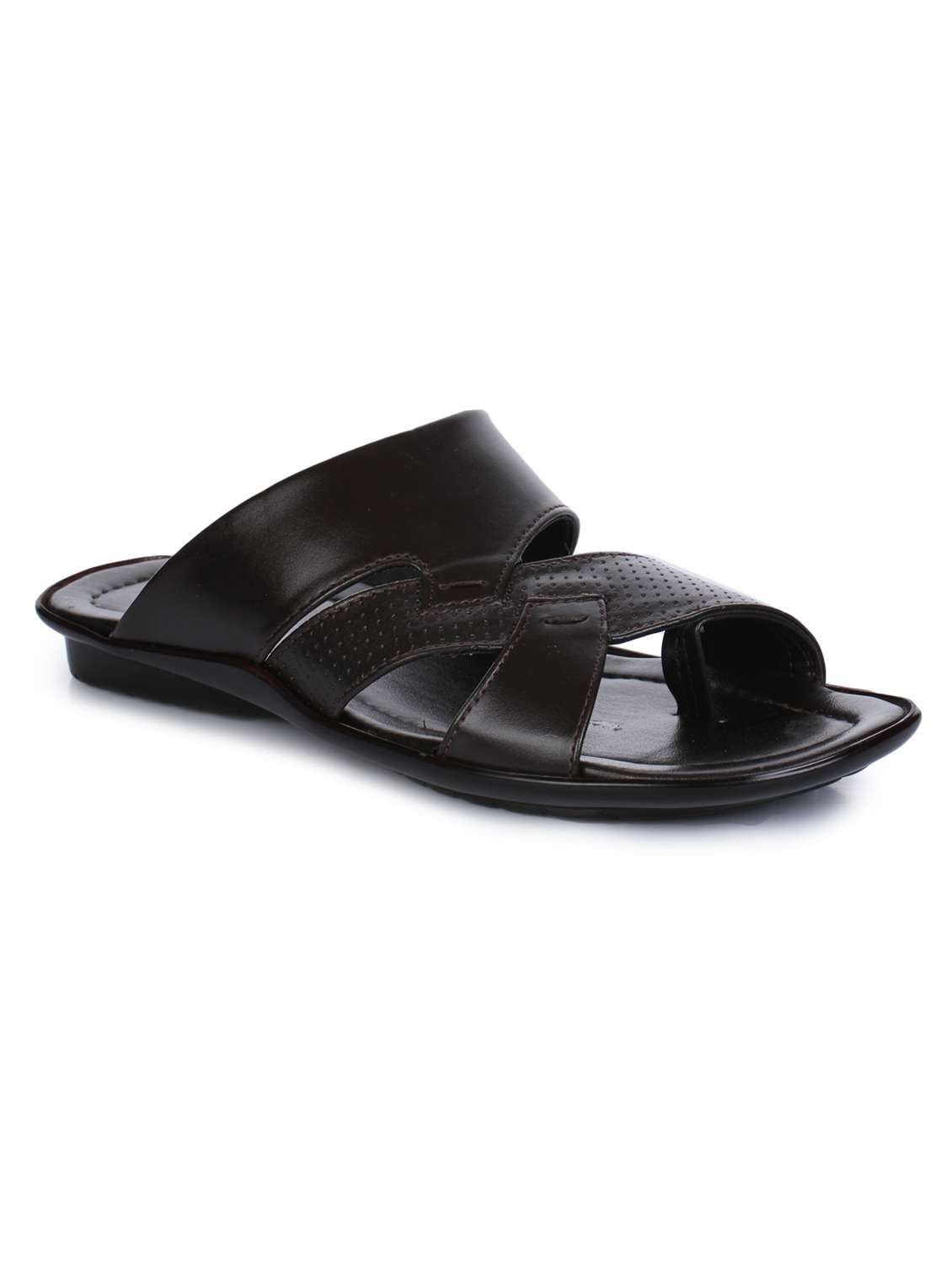 brown leatherette slip on slippers