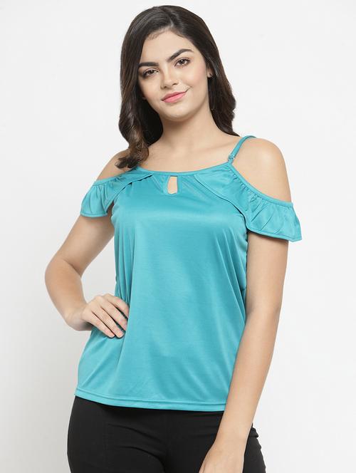 women's straight key hole neck top - 16270189 - Standard Image - 0