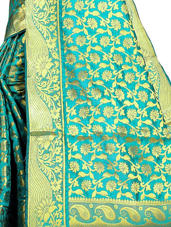 floral zari motif kanjivaram saree with blouse - 16271221 - Standard Image - 2