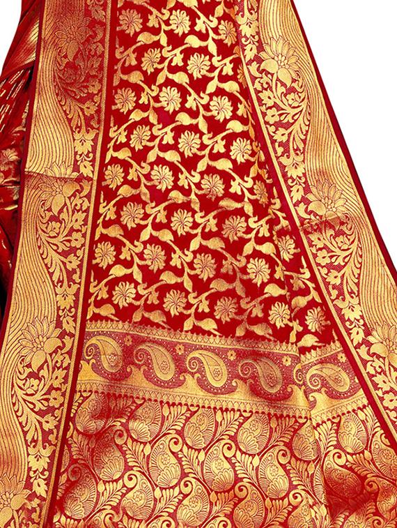 floral zari motif kanjivaram saree with blouse - 16271224 - Standard Image - 2