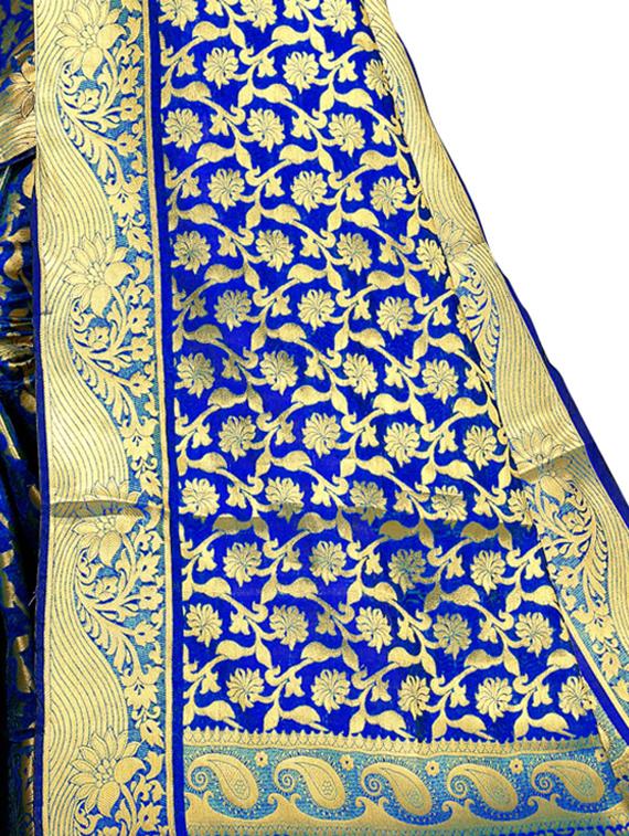 floral zari motif kanjivaram saree with blouse - 16271226 - Standard Image - 2