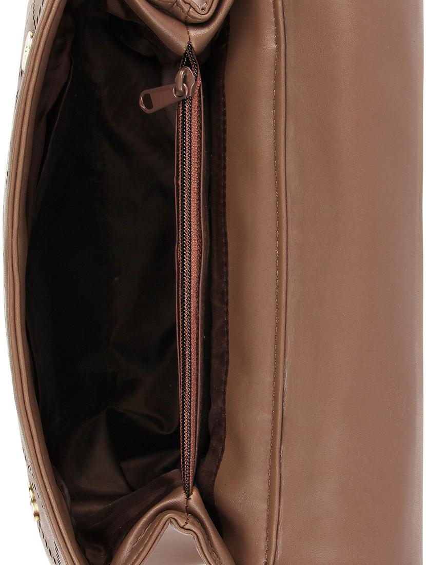 brown leatherette (pu) regular sling bag - 16271831 - Standard Image - 2