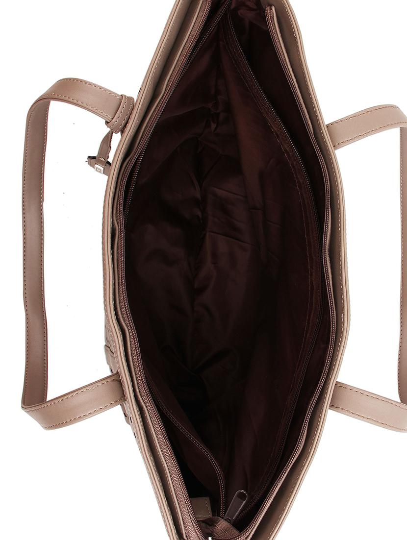 brown leatherette (pu) regular handbag - 16271954 - Standard Image - 2