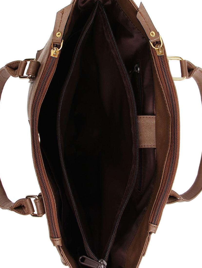 brown leatherette (pu) regular handbag - 16271961 - Standard Image - 2