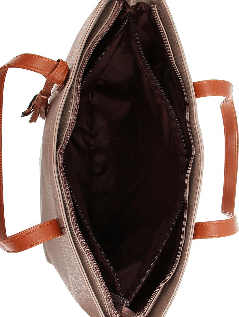 brown leatherette (pu) regular handbag - 16271969 - Standard Image - 2