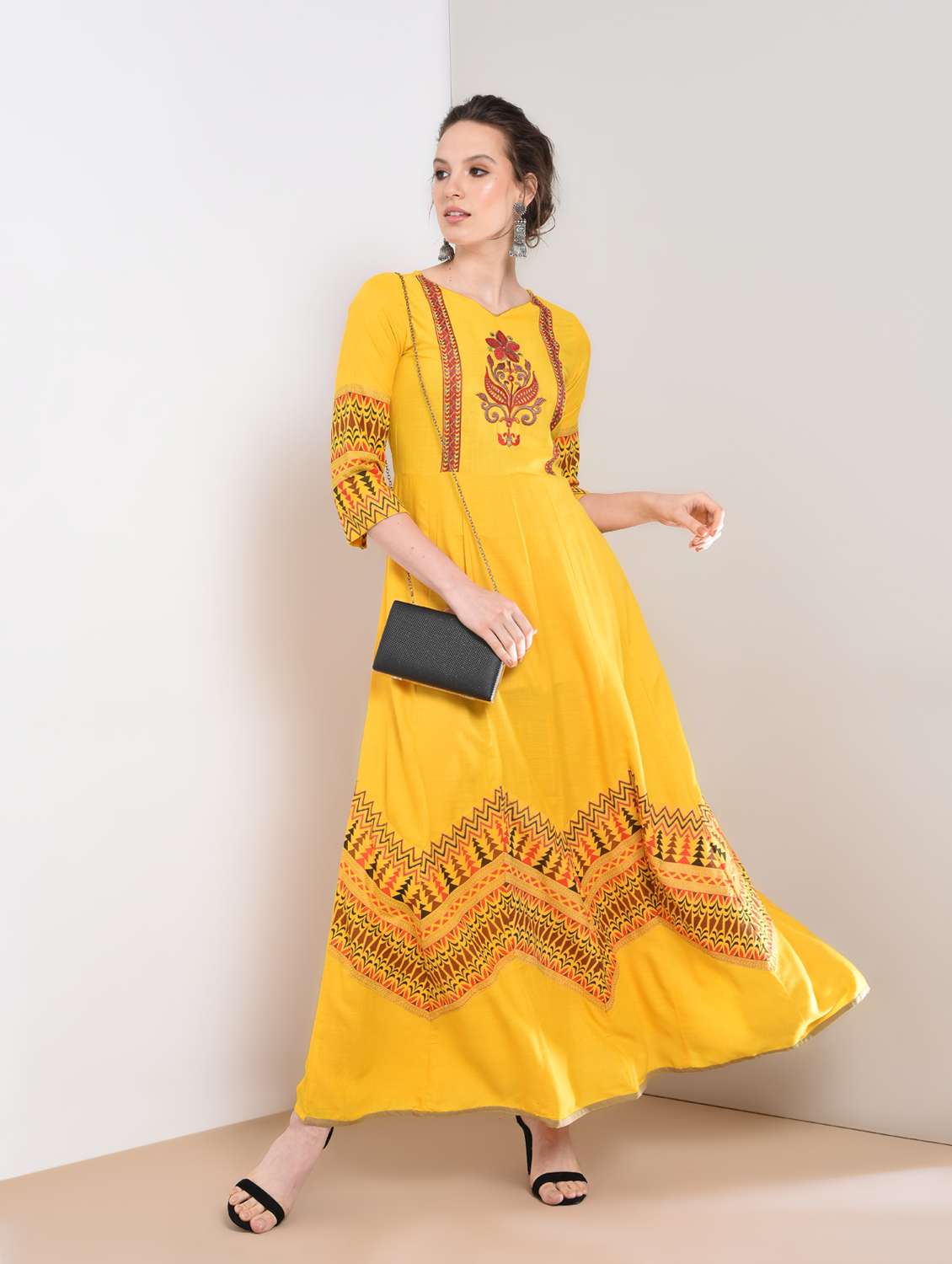 floral embroidered anarkali kurta