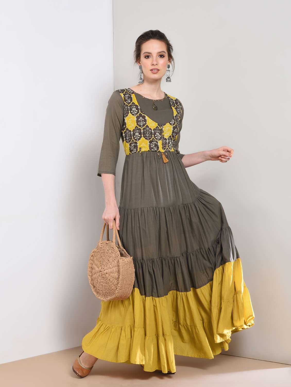 color block tiered kurta