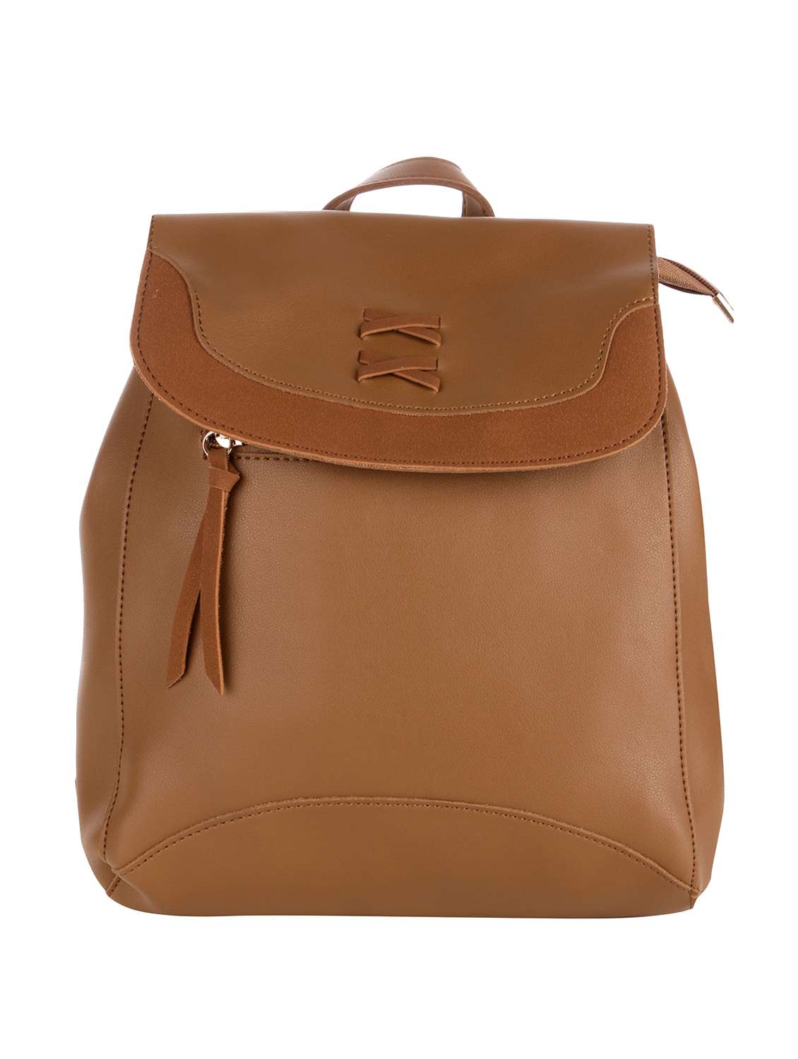 brown leatherette (pu) regular backpack