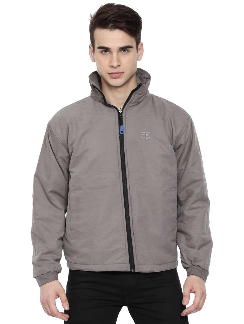 grey polyester reversible casual jacket