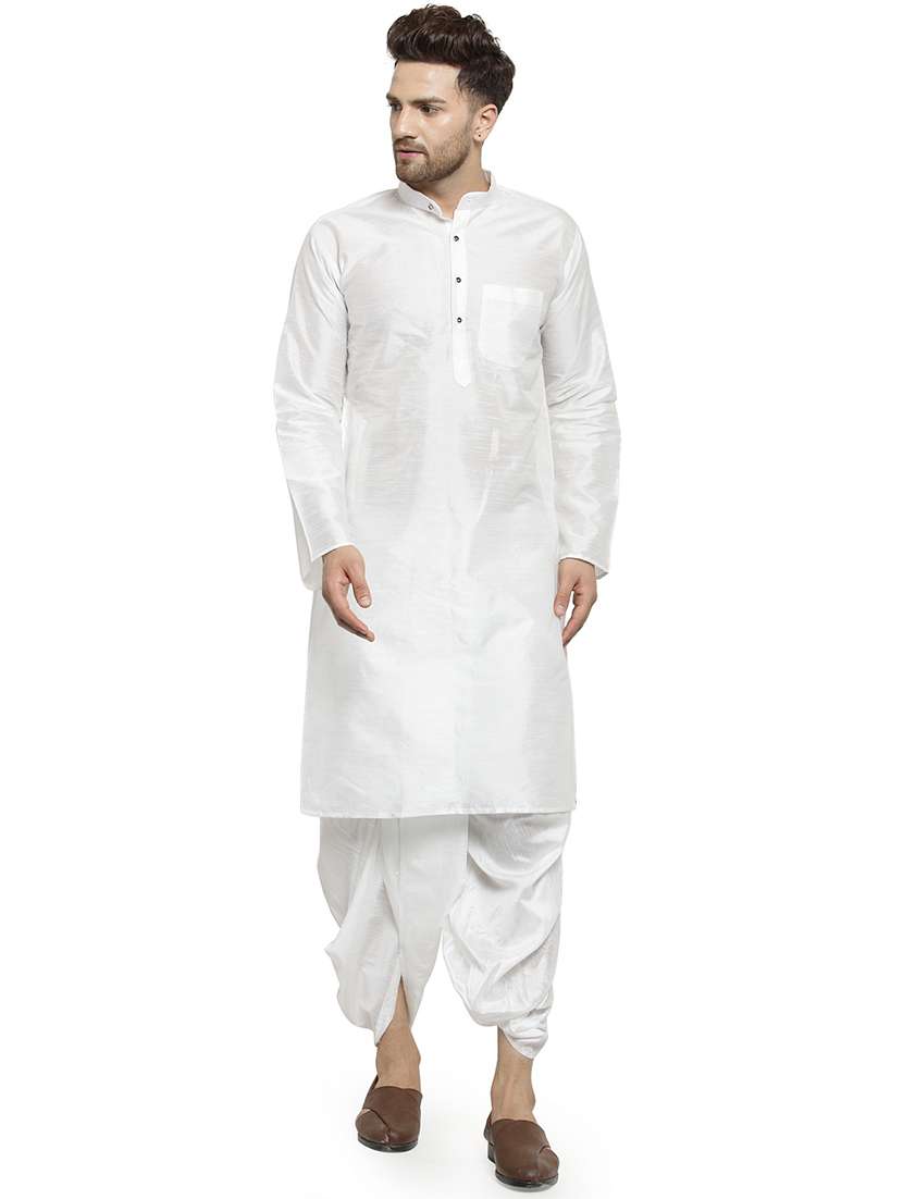 white silk blend dhoti kurta set