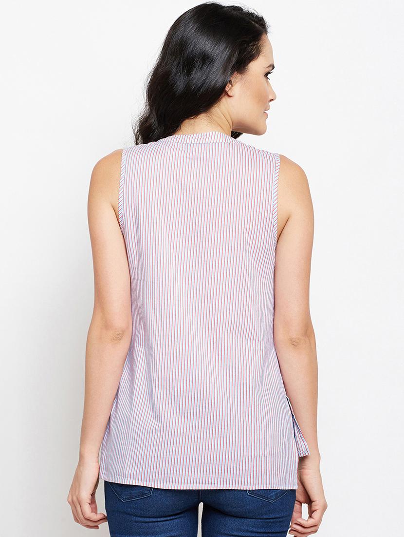 lace up detail striped top - 16274809 - Standard Image - 2